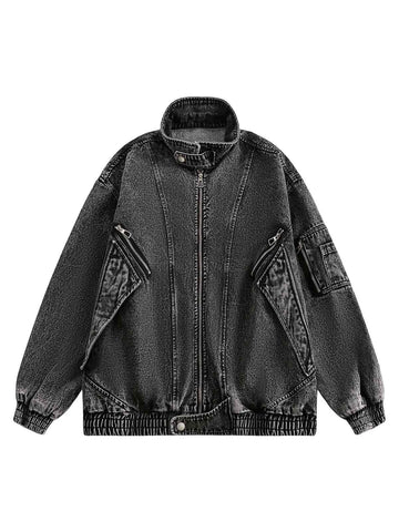 Jaqueta Pavtros Studios Technical Acid Wash Denim Bomber — Foto 1