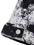 Jaqueta Black And White Contrast Floral Denim