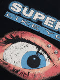 Waffle Knit Eye Graphic Letter Print T-Shirt