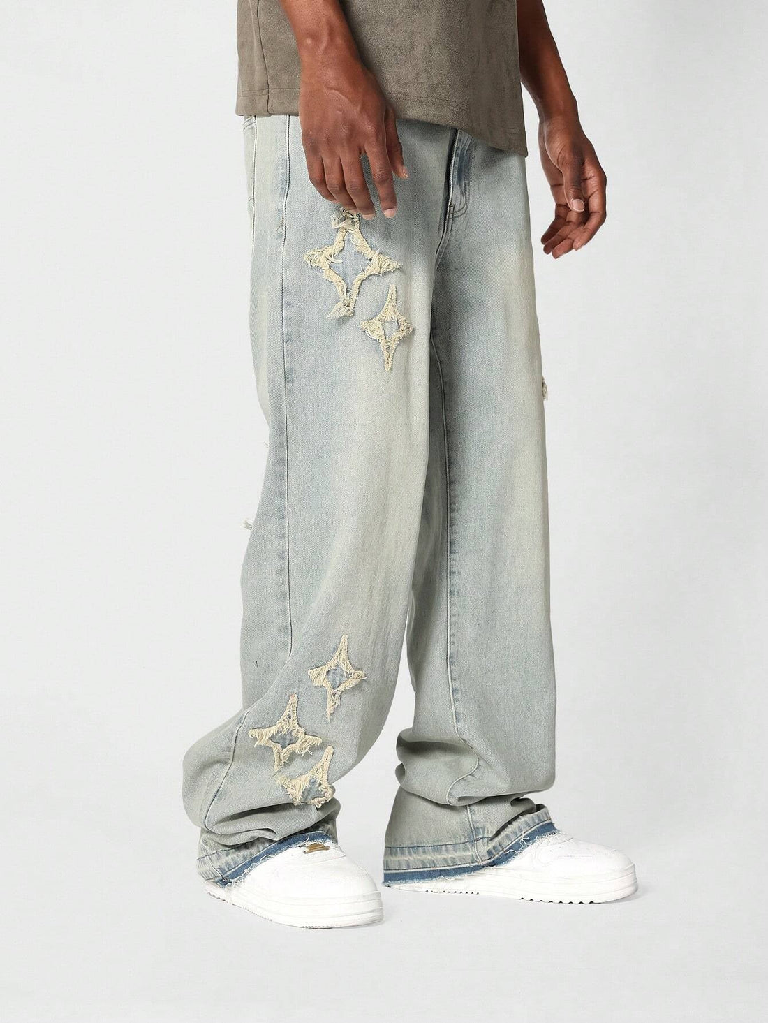 Calça Pavtros Denim Solto com Aplicação Stars - foto 1