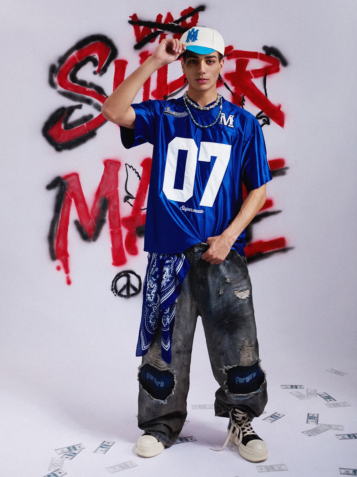Camiseta Pavtros Studios Blue Retro Jersey Oversized