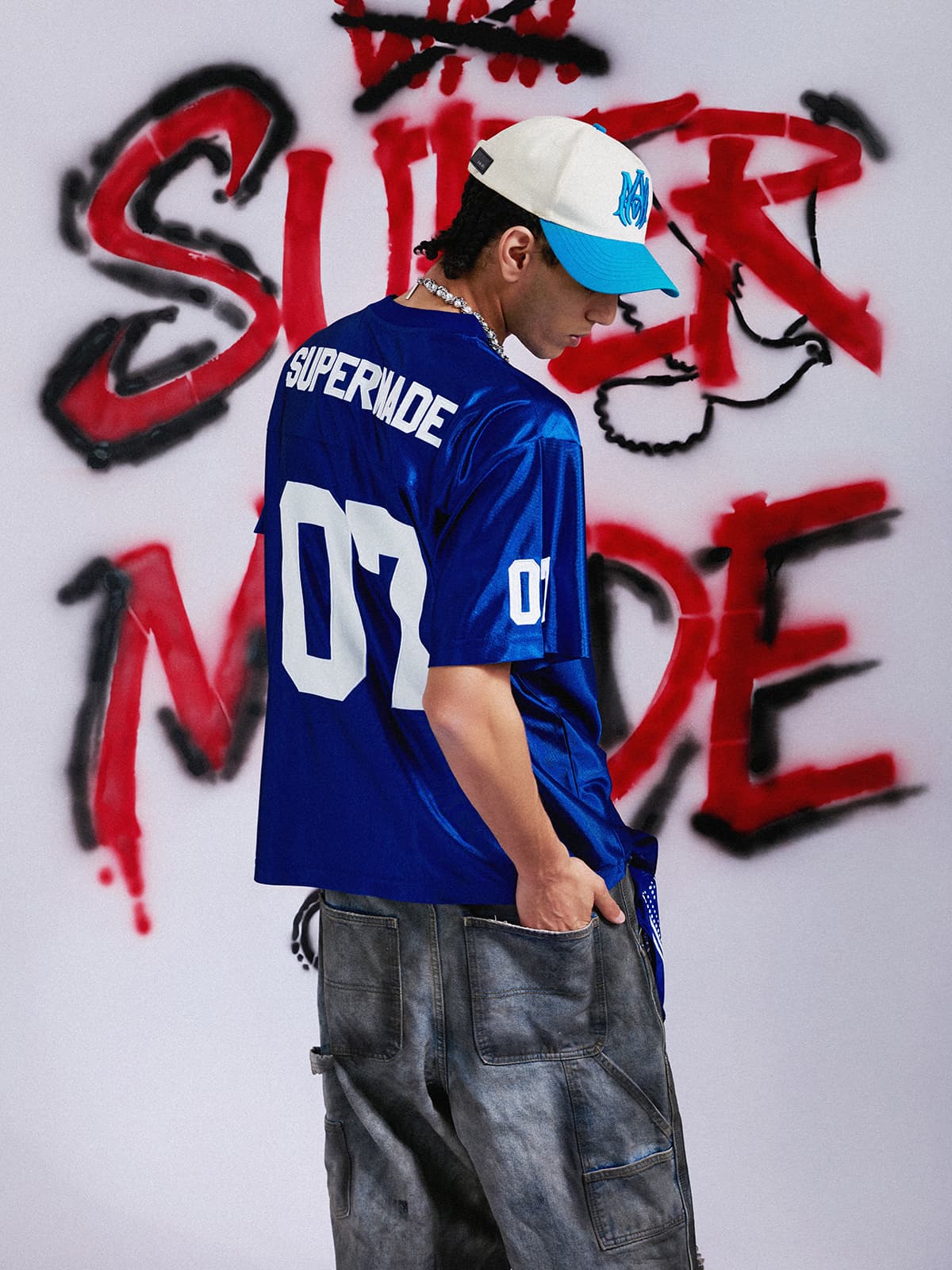 Camiseta Pavtros Studios Blue Retro Jersey Oversized