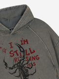 Logo Lightning Graphic Washed Distressed Hoodie