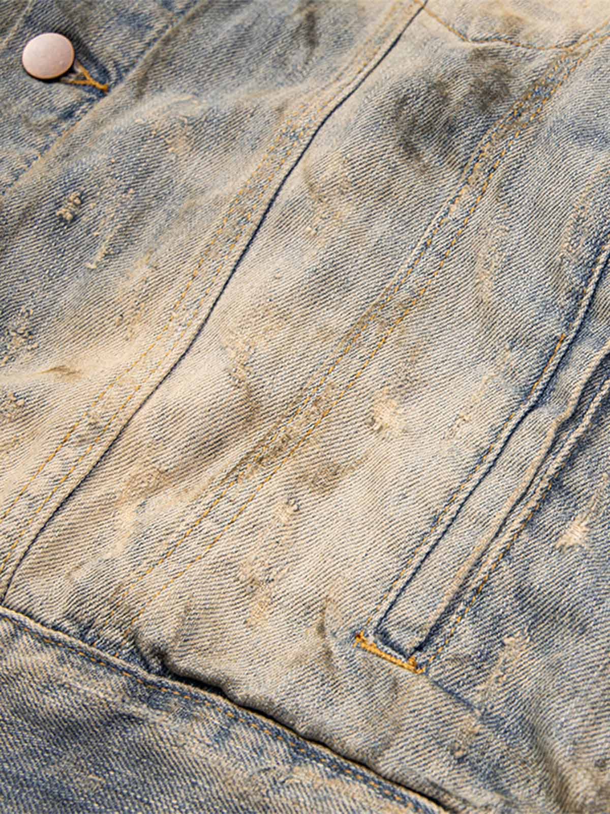 Jaqueta Pavtros Studios Destroyed Oil Wash Denim Jacket — Foto 5