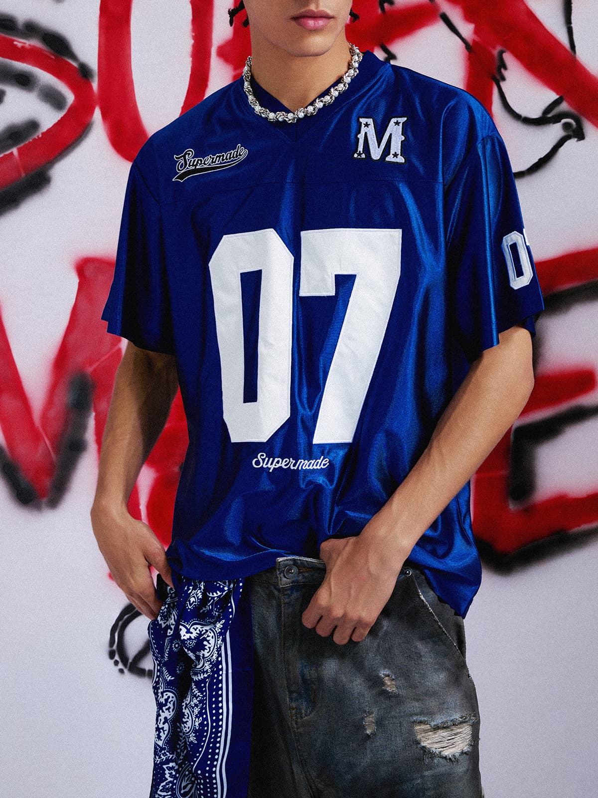 Camiseta Pavtros Studios Blue Retro Jersey Oversized