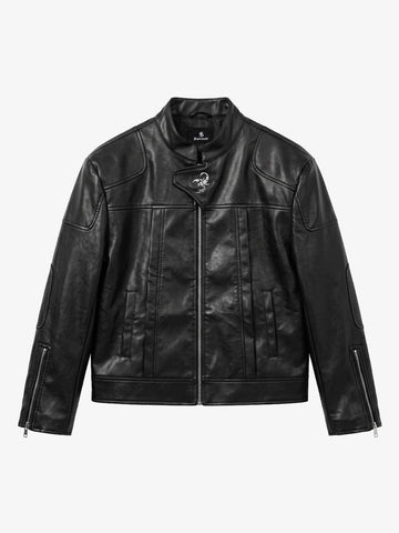 Jaqueta Pavtros Padded Shoulder Asymmetric Faux
