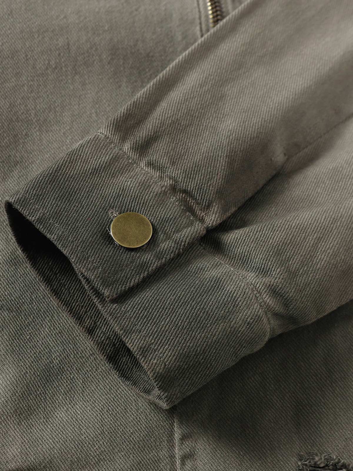 Jaqueta Pavtros Distressed Irregular Zip Up Denim Jacket - foto 6