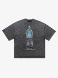 Vintage Washed Skeleton Graphic Oversized T-Shirt