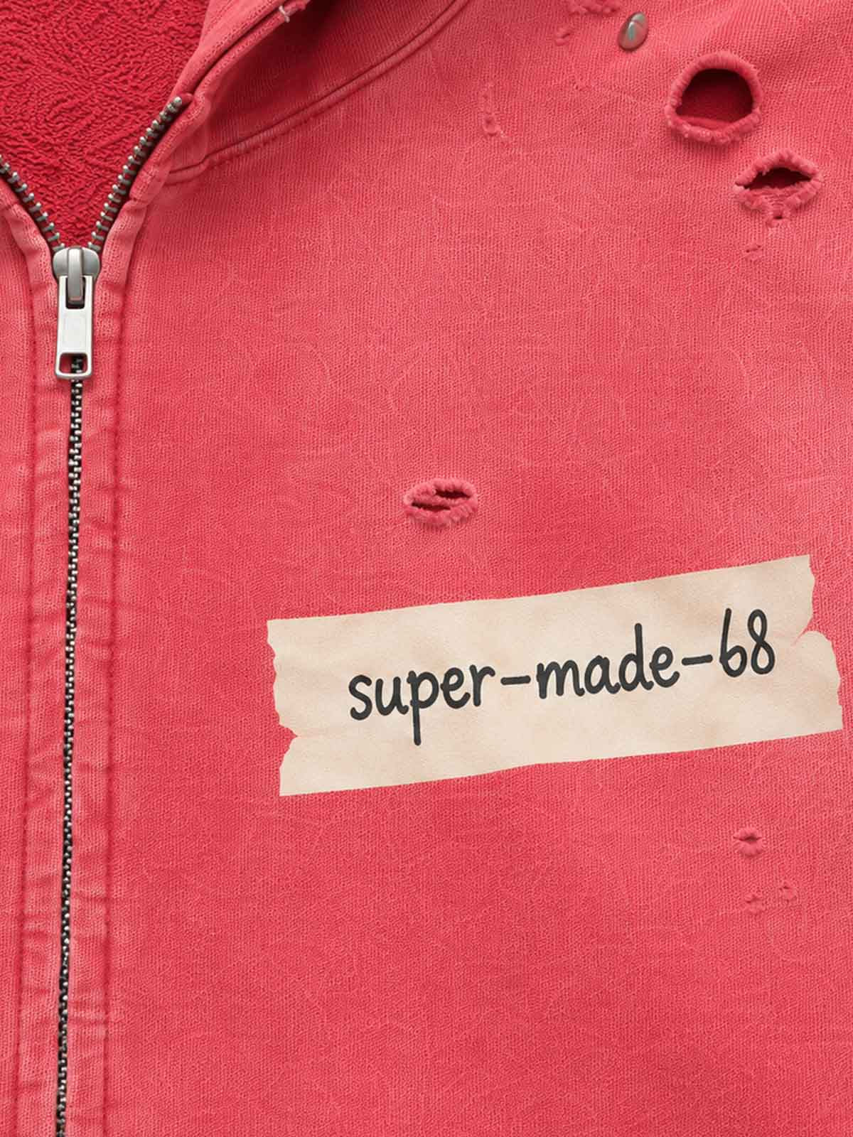 Moletom Pavtros Supermade Distressed Studs Red Zip-Up - foto 4
