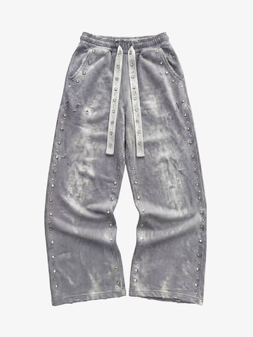 Calça Pavtros Distressed Rhinestone