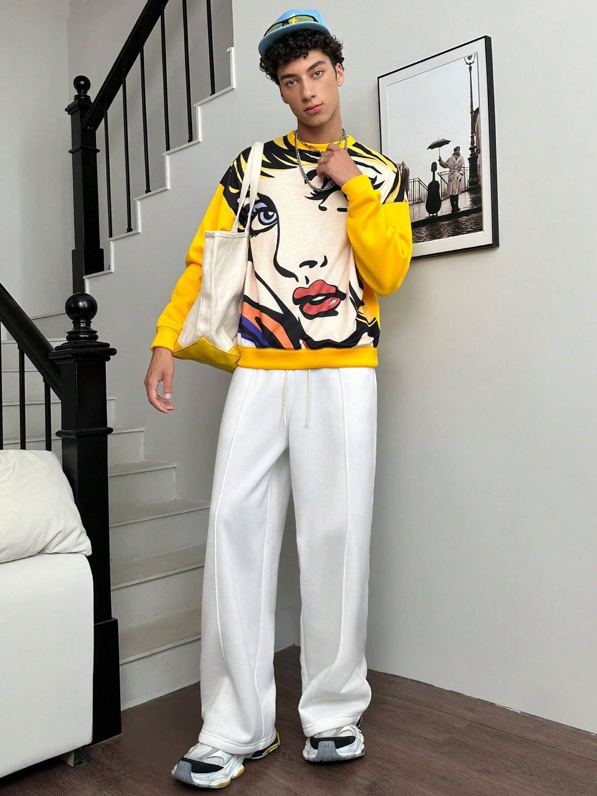 Calça Pavtros Vintage Oversized Malha Estilo Y2K
