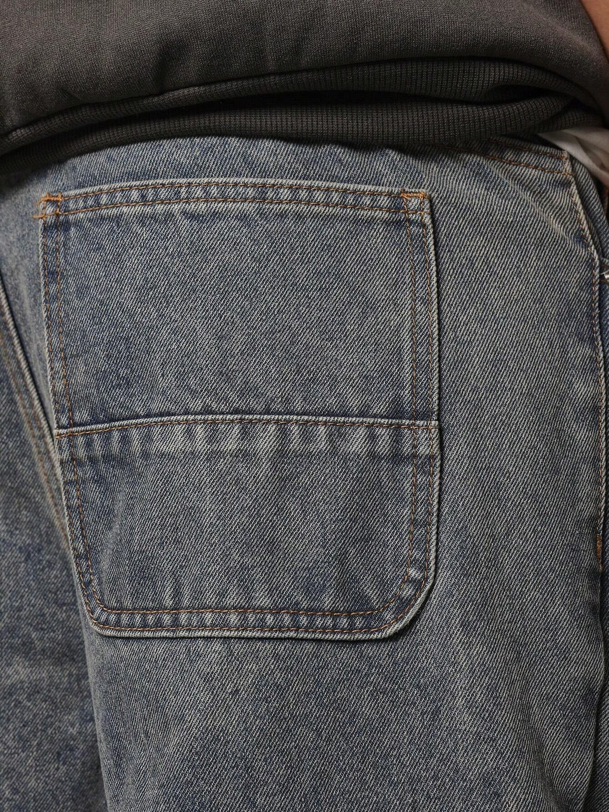 Calça Pavtros Denim Solto com Aplicação Stars