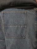 Calça Denim Solto com Aplicação Stars