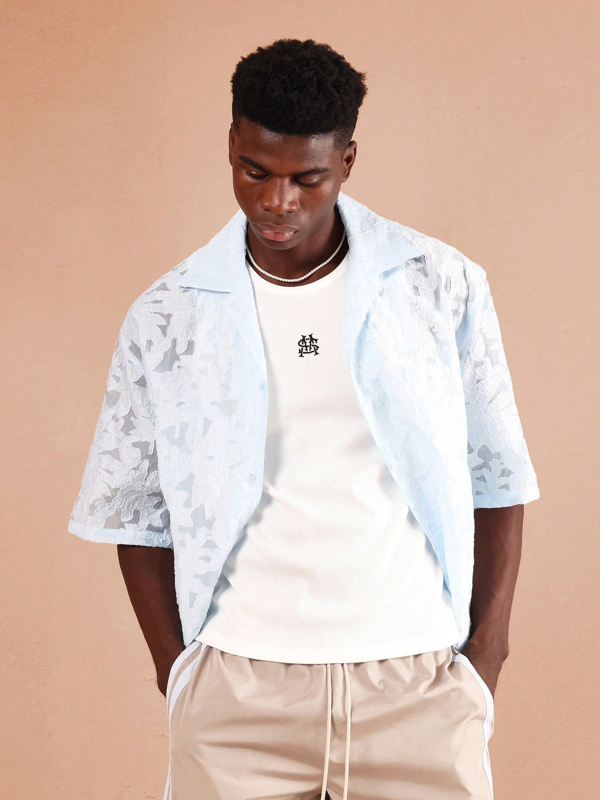 Camisa Pavtros Jacquard de Renda