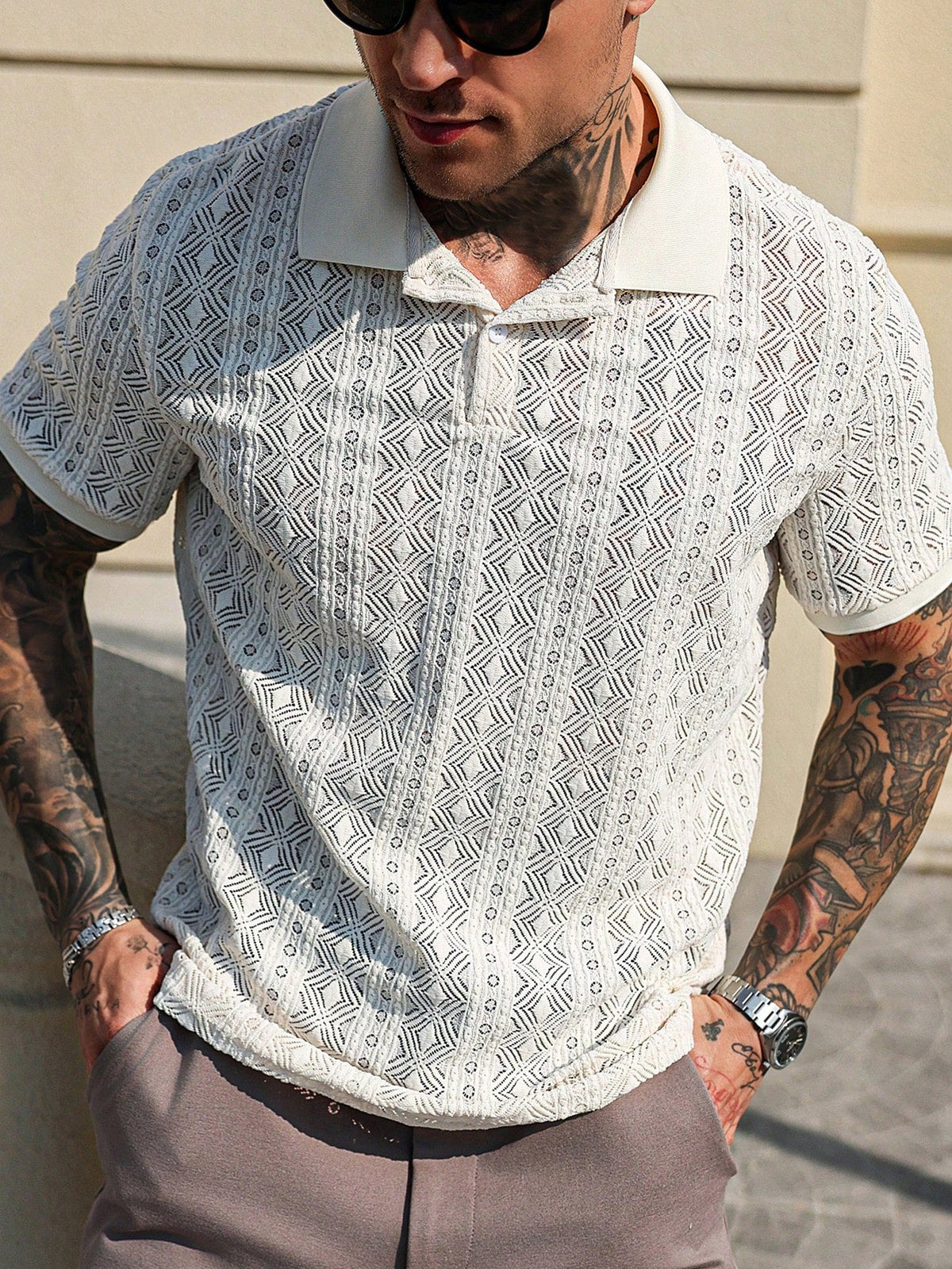 Camisa Polo Pavtros Casual Geométrica Confort