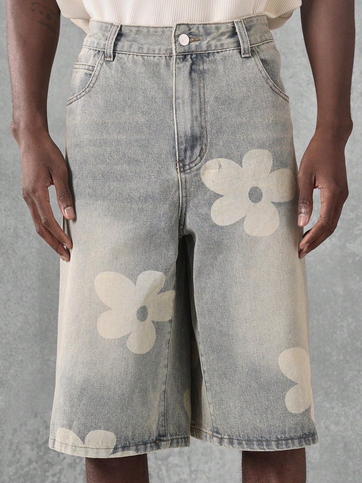 Short Pavtros Denim Florals - foto 3