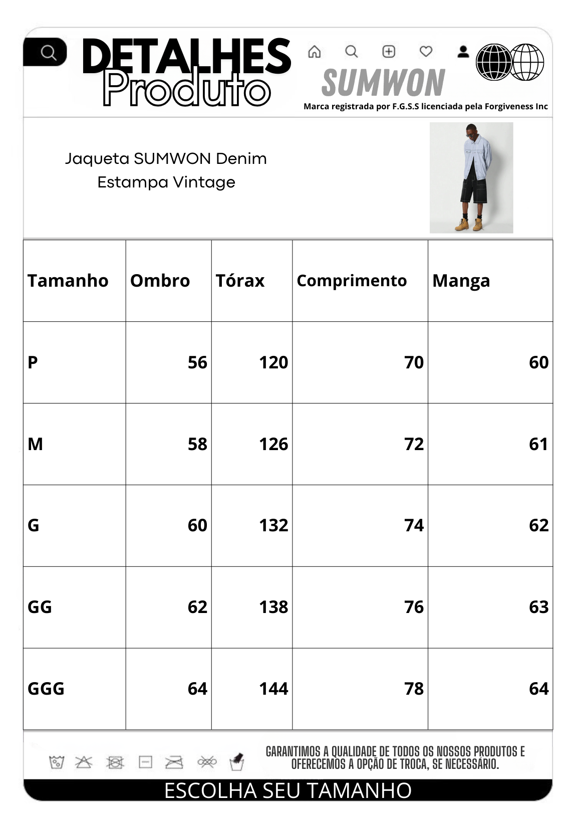 Jaqueta Pavtros Denim Estampa Vintage - foto 5