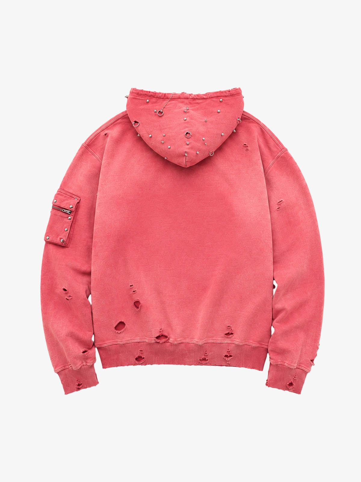 Moletom Pavtros Supermade Distressed Studs Red Zip-Up - foto 3