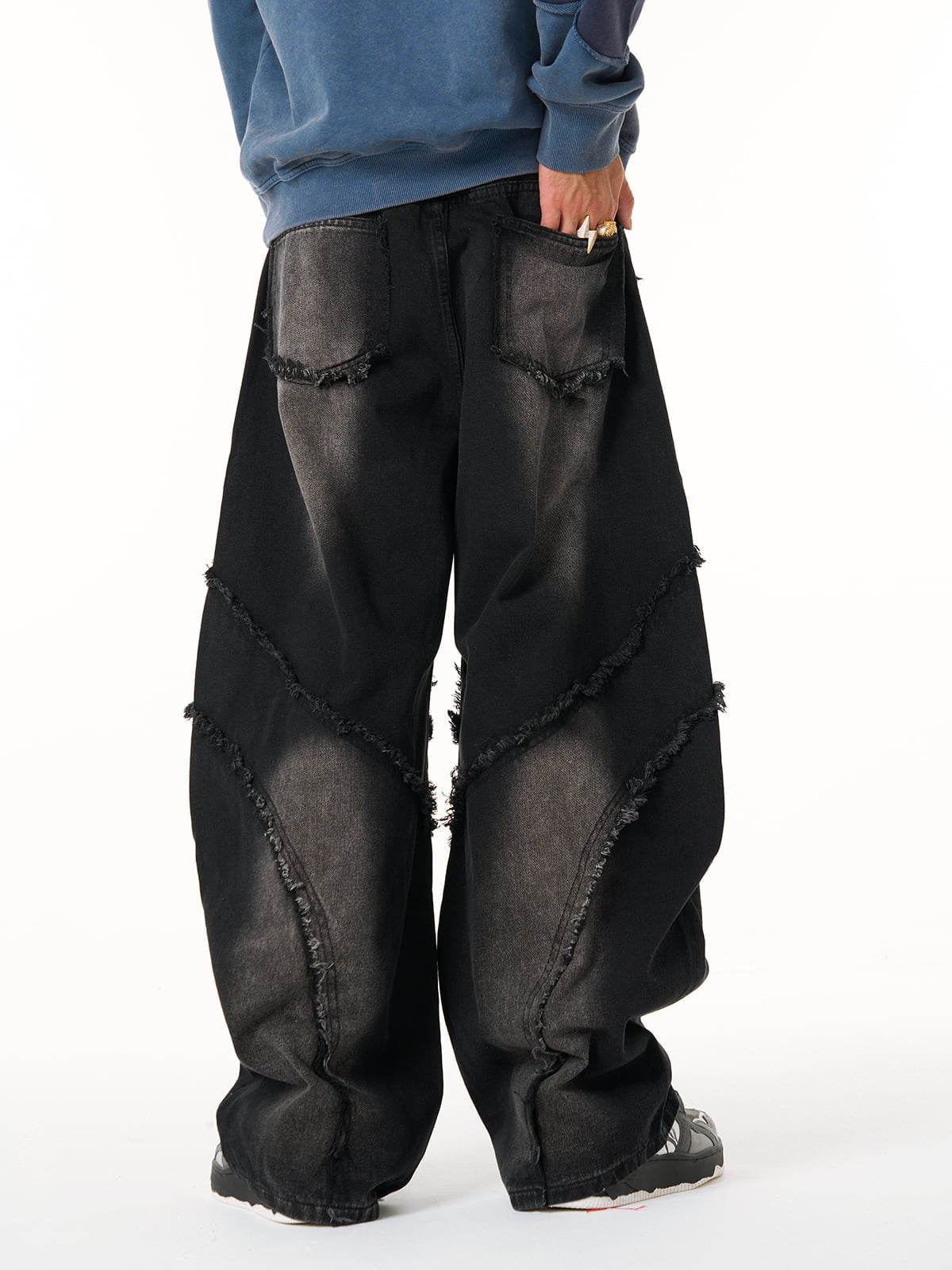 Calça Pavtros Washed Distressed Raw Edge