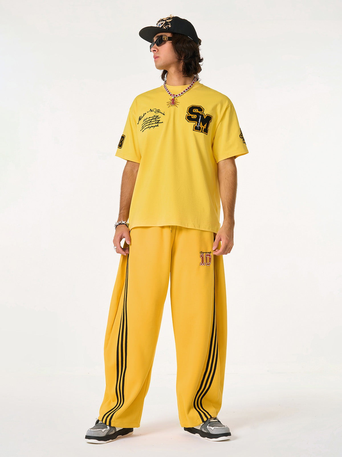 Calça Pavtros Fleece Side Stripe Drape