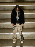 Thesupermade Street Letter Embroidered Fleece Jacket - 1838