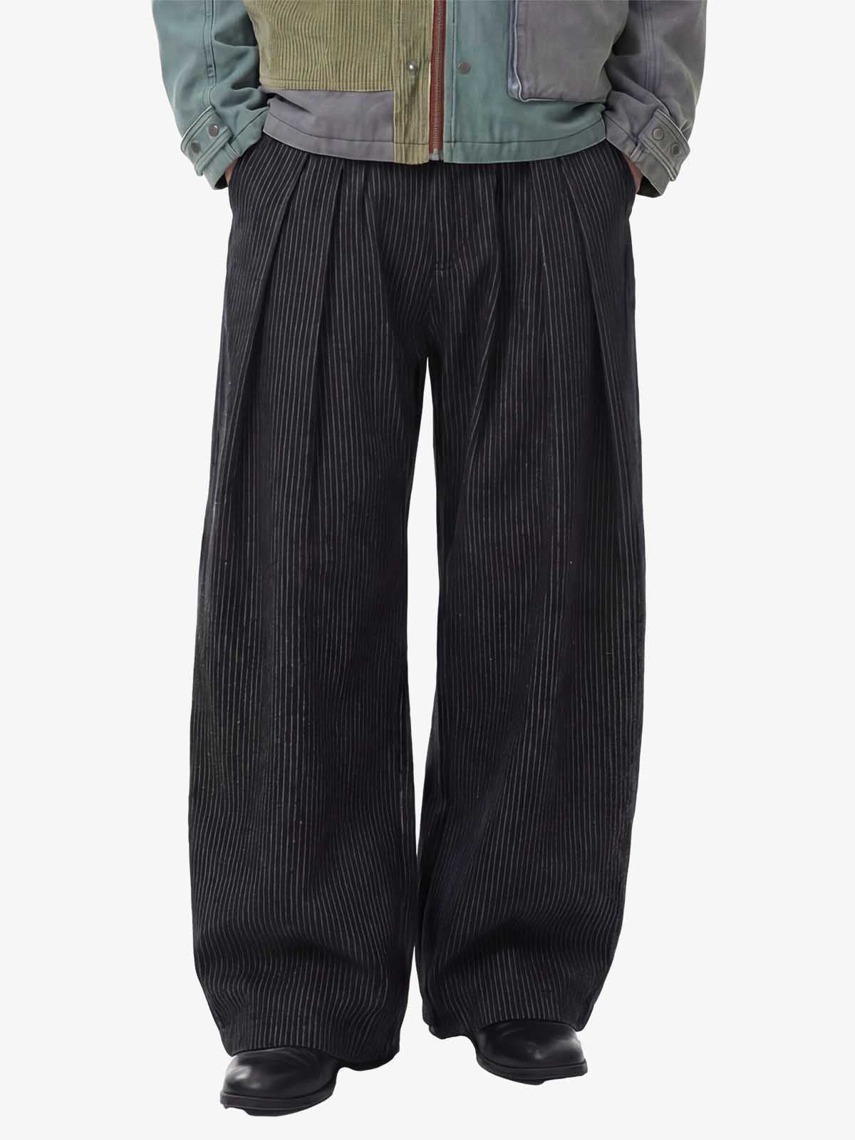 Calça Pavtros Pinstripe Pleated Wide Leg