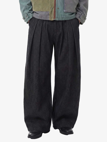 Calça Pavtros Pinstripe Pleated Wide Leg