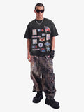 Washed Vintage Sticker Print T-Shirt