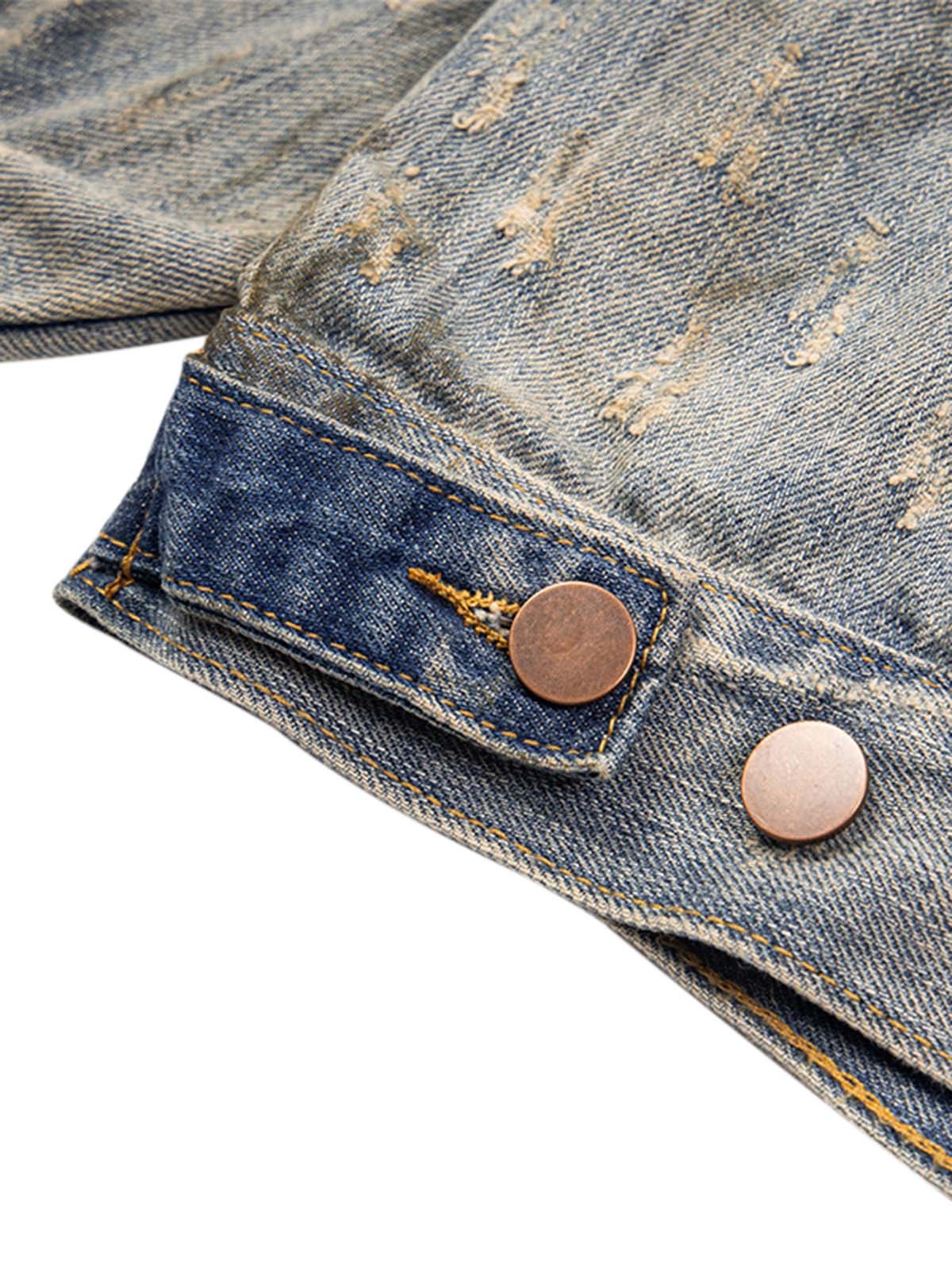 Jaqueta Pavtros Studios Destroyed Oil Wash Denim Jacket — Foto 6