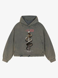 Vintage Washed Snake Staff Graphic Hoodie