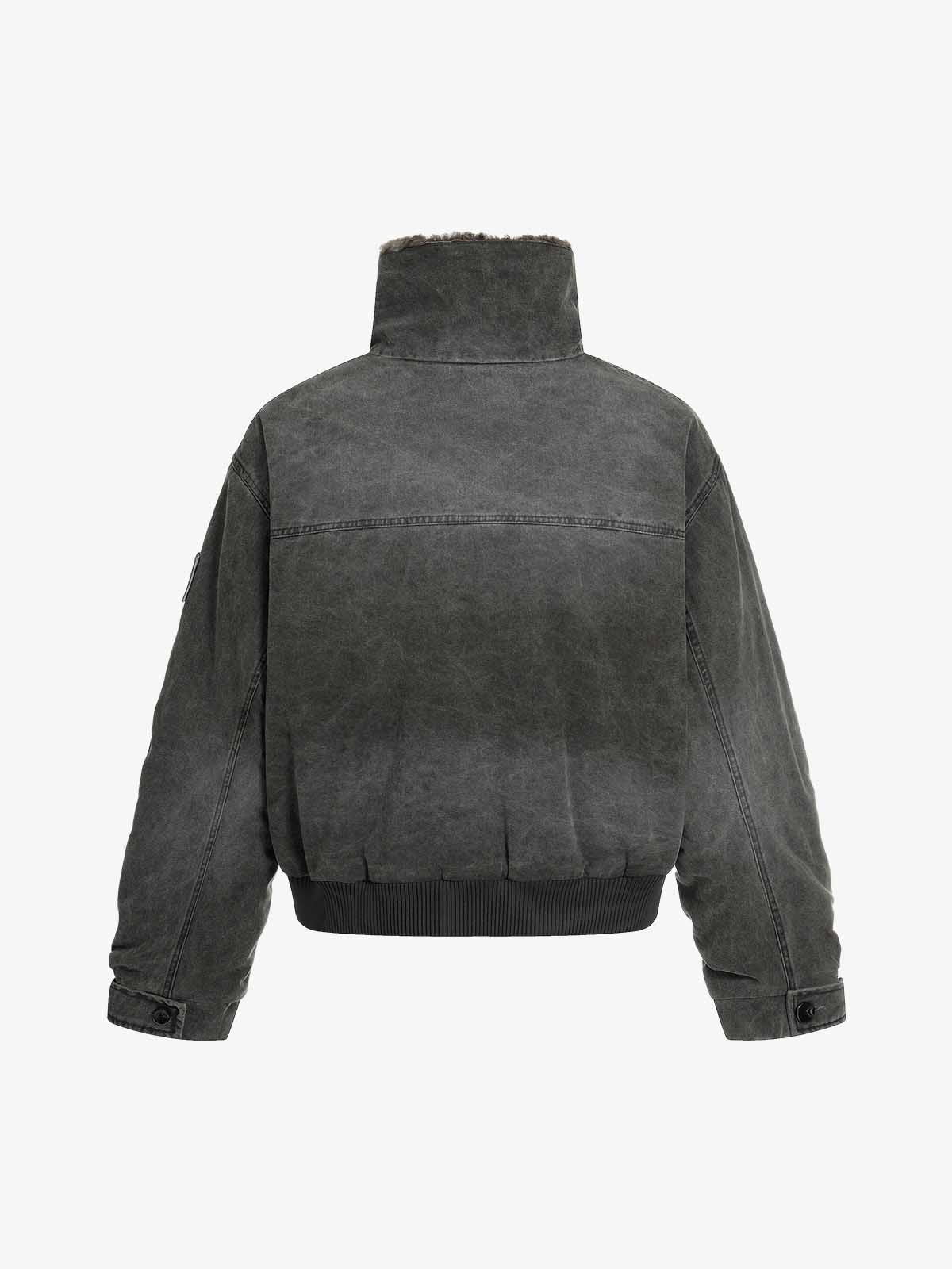 Jaqueta Pavtros Distressed Pleated Shearling Collar