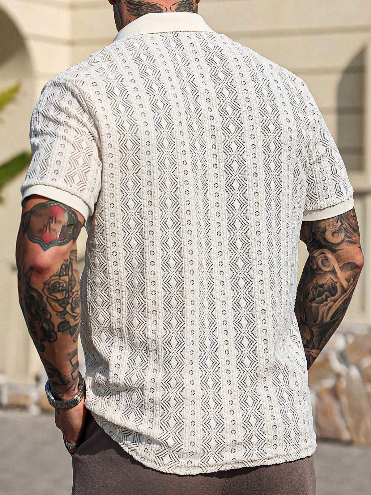 Camisa Polo Pavtros Casual Geométrica Confort
