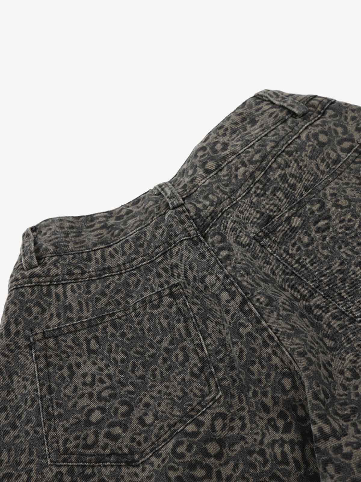 Calça Pavtros Leopard Pleated Wide Leg