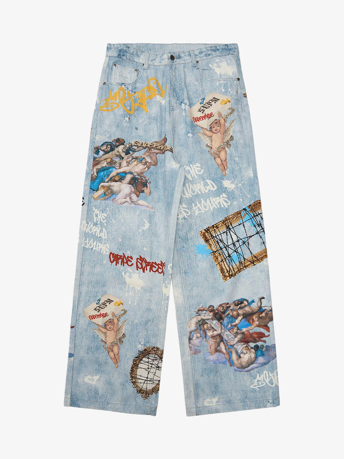 Calça Masculina Sacred Renaissance Graffiti Light Wash — Pavtros