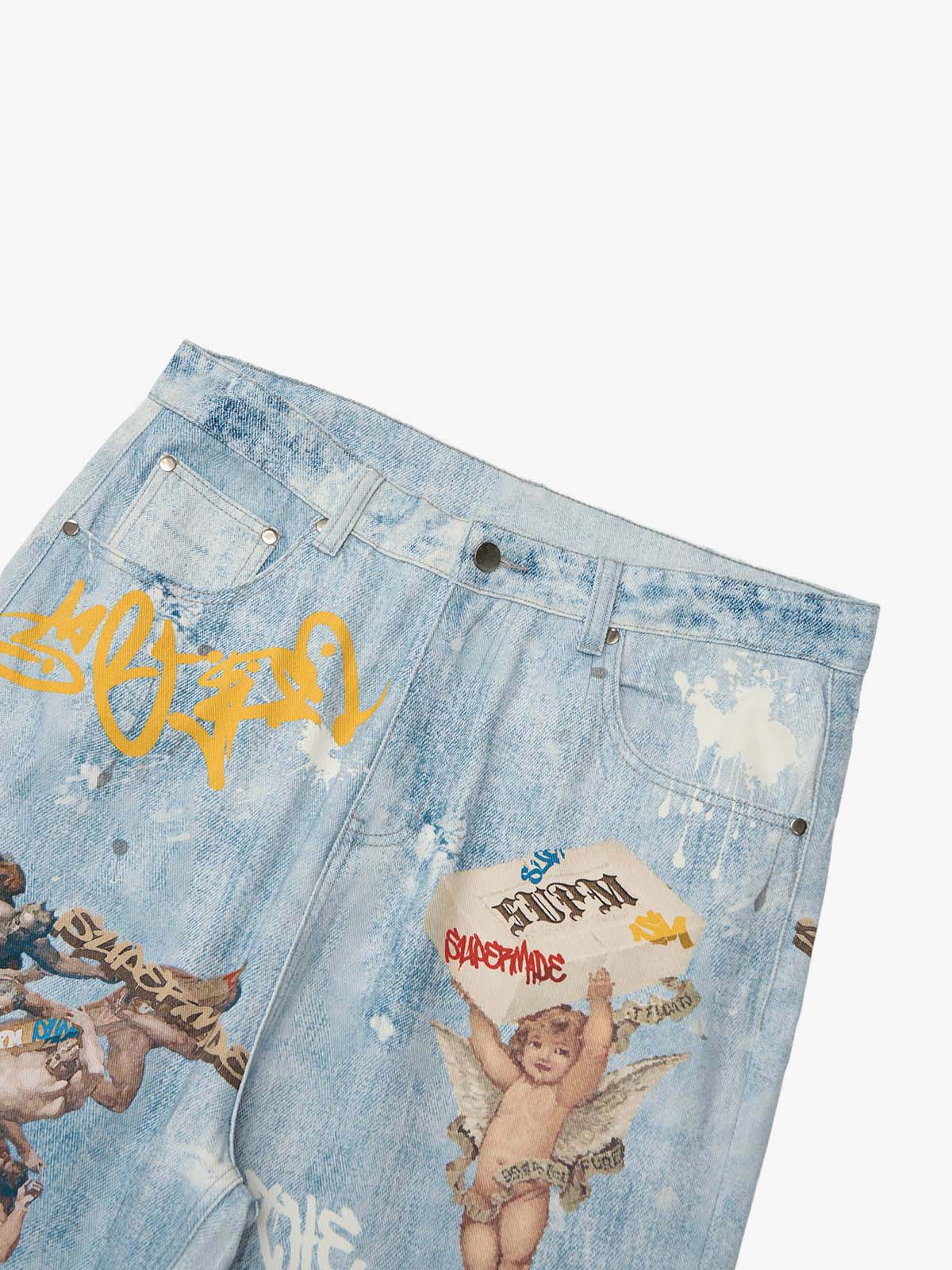 Calça Jeans Pavtros Sacred Renaissance Graffiti Light Wash — Foto 9
