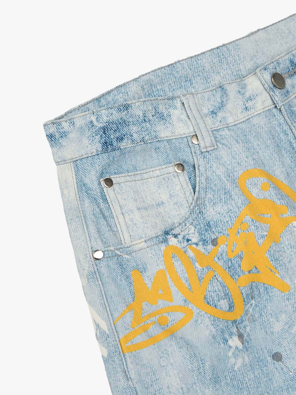 Calça Jeans Pavtros Sacred Renaissance Graffiti Light Wash — Foto 10