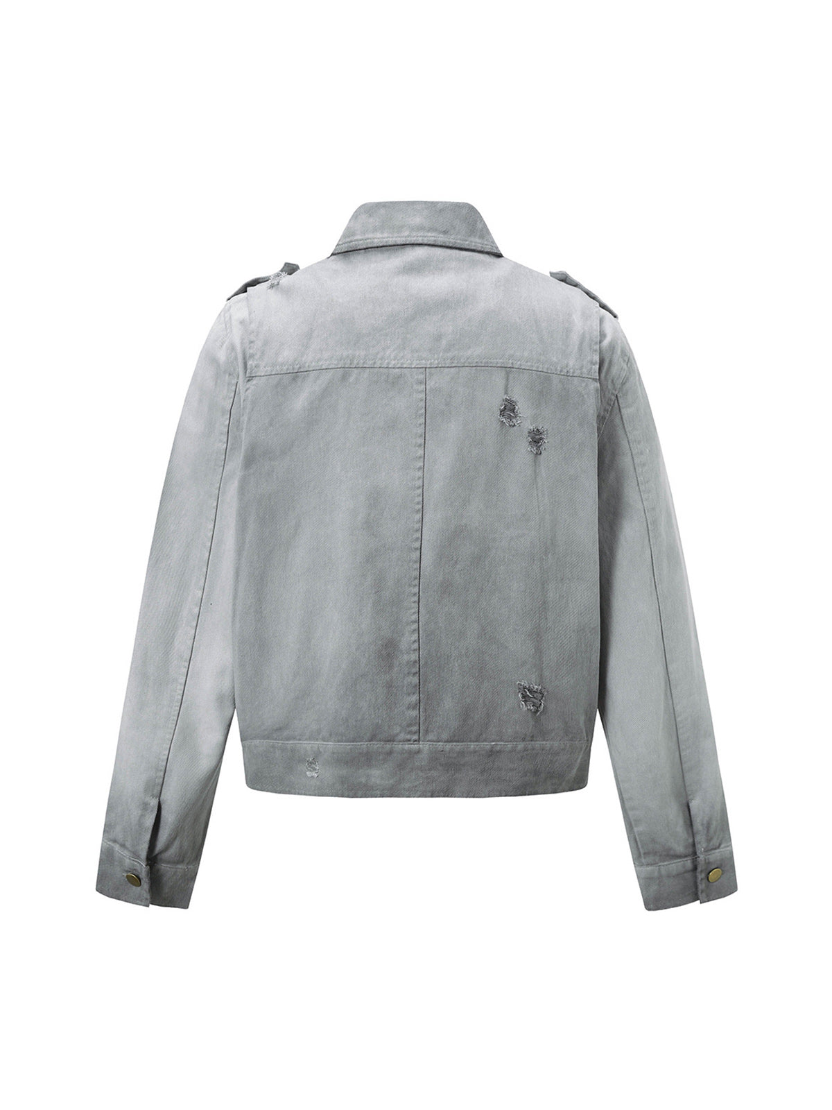Jaqueta Pavtros Distressed Irregular Zip Up Denim Jacket - foto 4