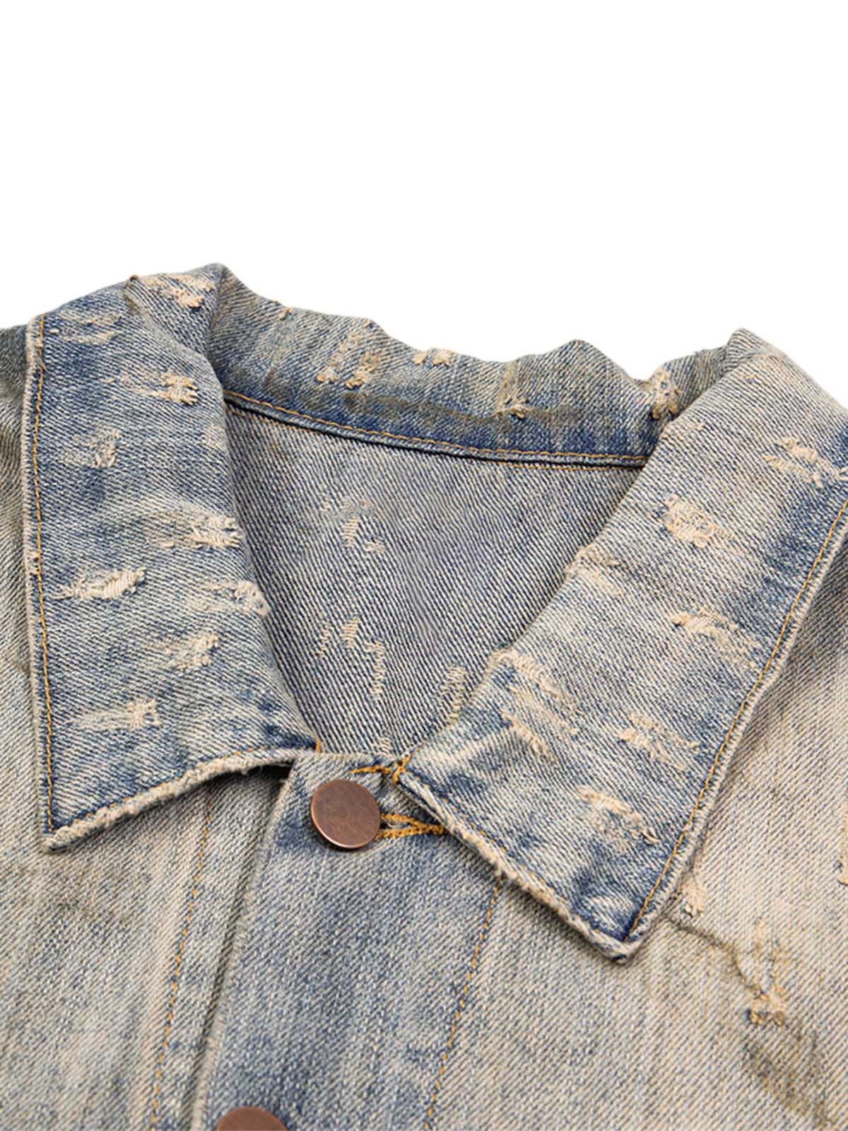 Jaqueta Pavtros Studios Destroyed Oil Wash Denim Jacket — Foto 3