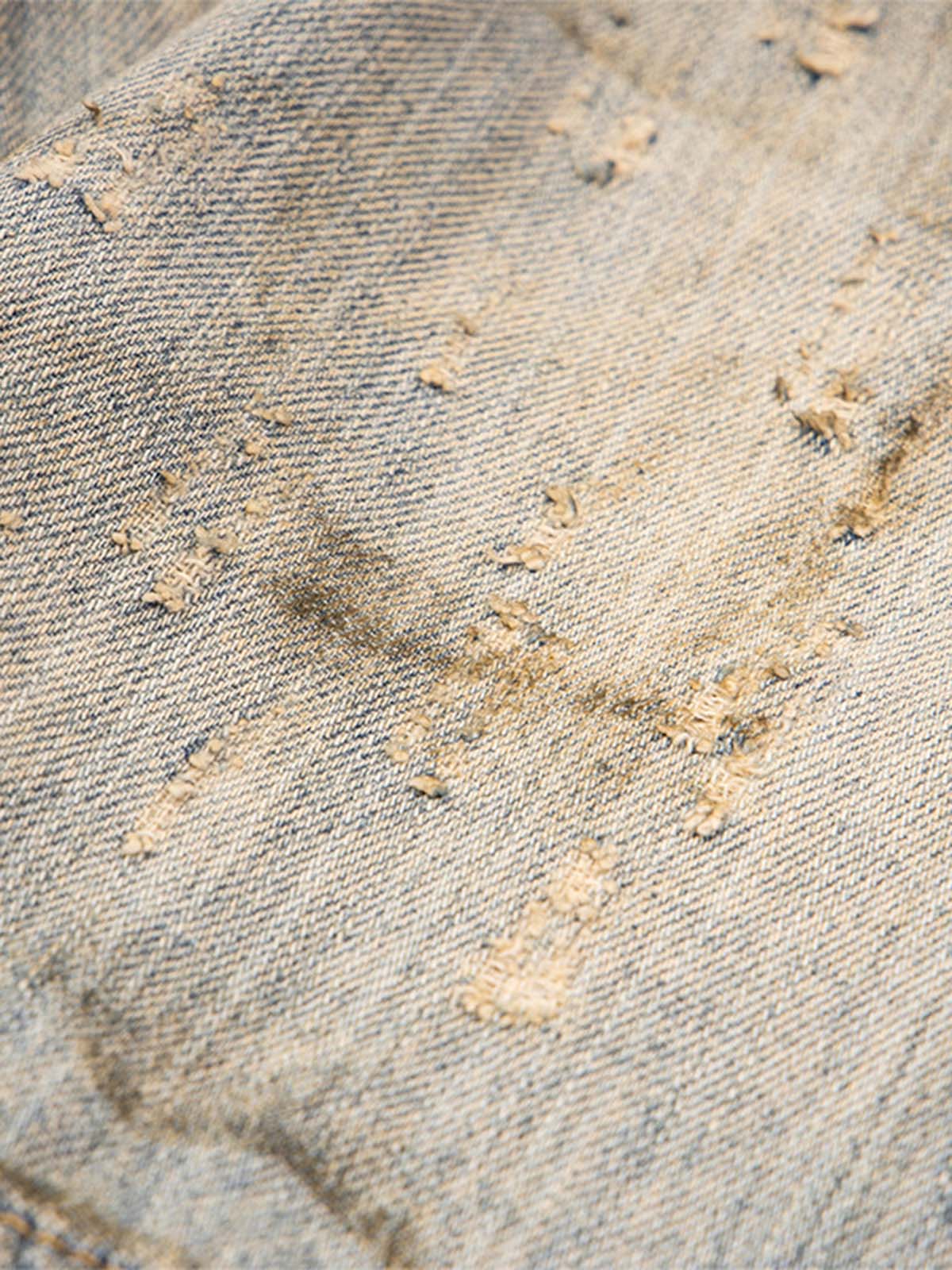 Jaqueta Pavtros Studios Destroyed Oil Wash Denim Jacket — Foto 10