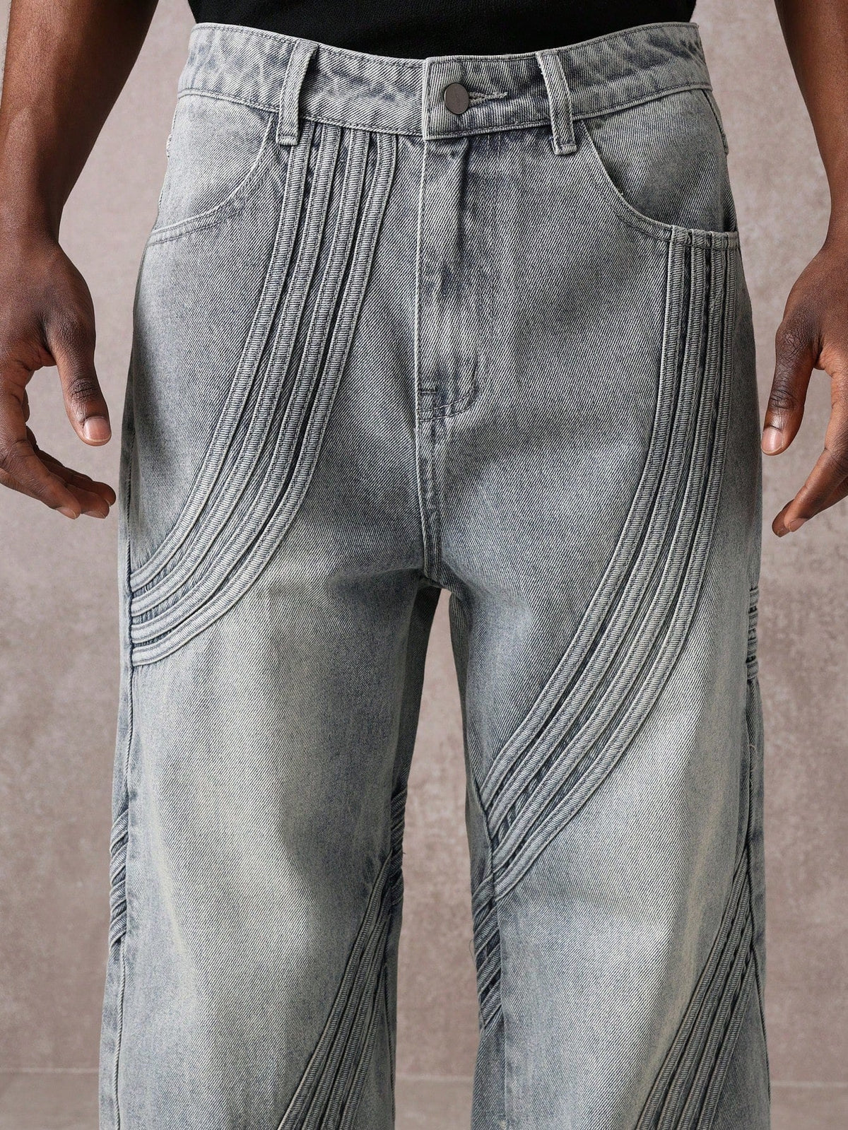 Calça Pavtros Denim com Costura Solta de Estilo Onda