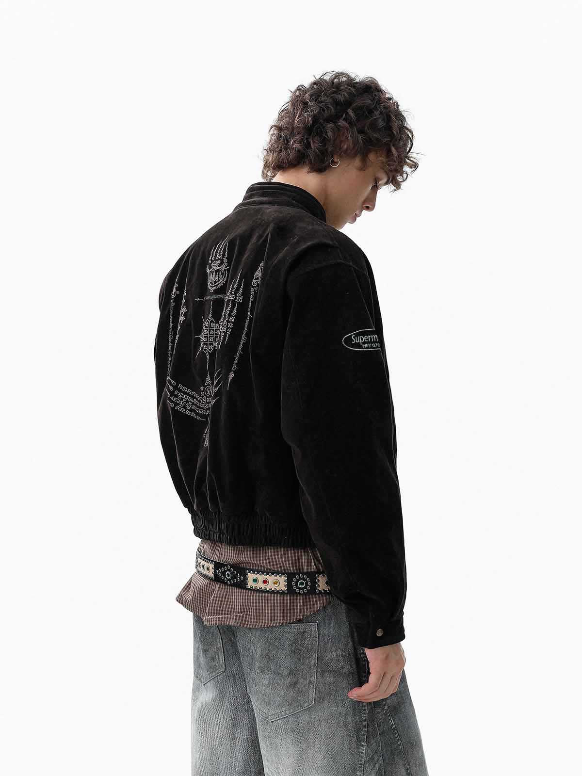 Jaqueta Pavtros Suede Embroidered Metal Clip