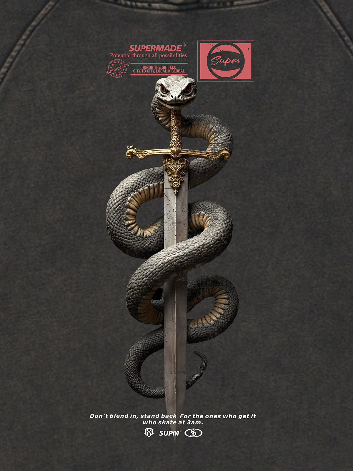 Moletom Pavtros Supermade Snake &amp; Dagger Washed - foto 10