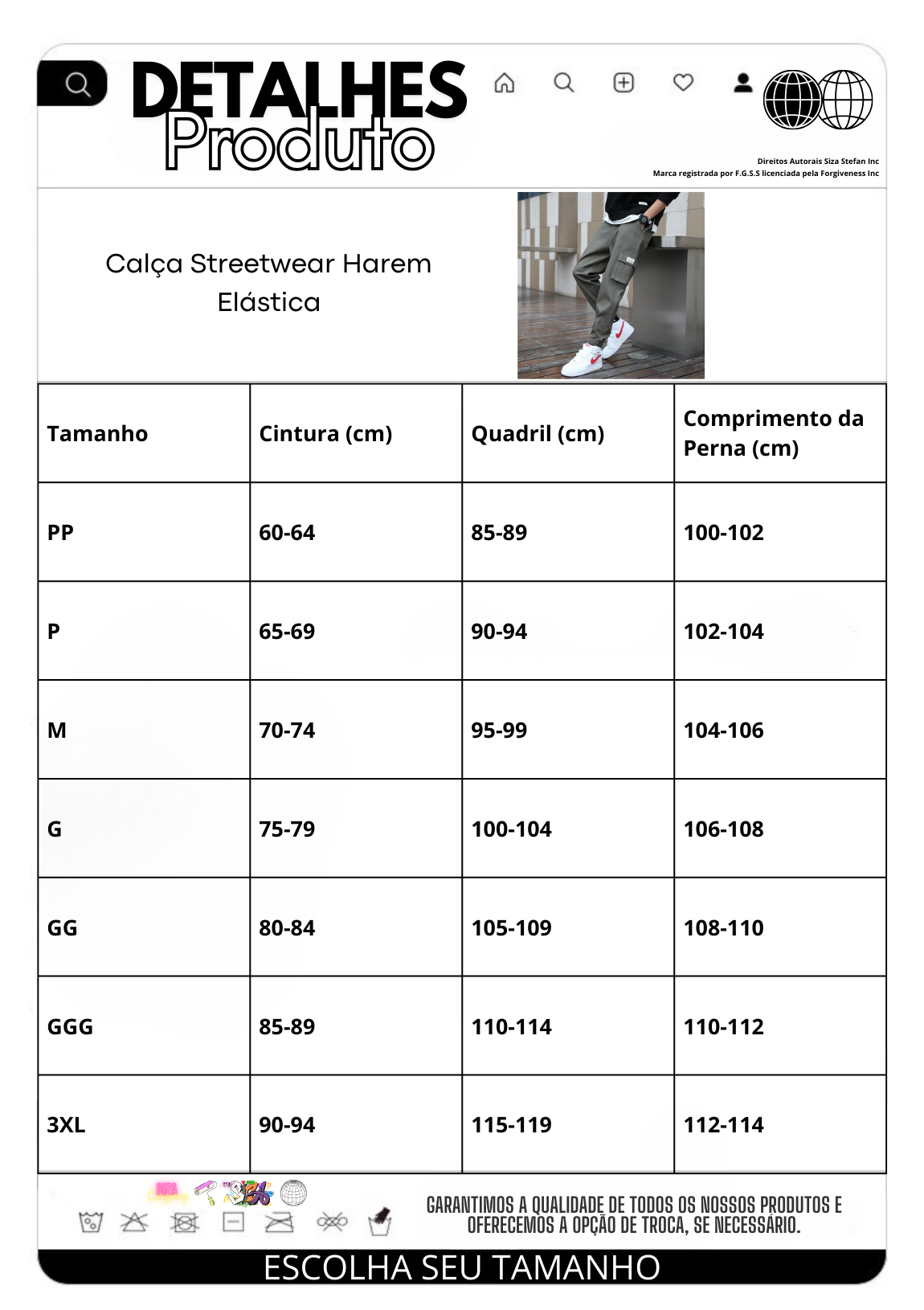 Calça Pavtros Streetwear Harem Elástica