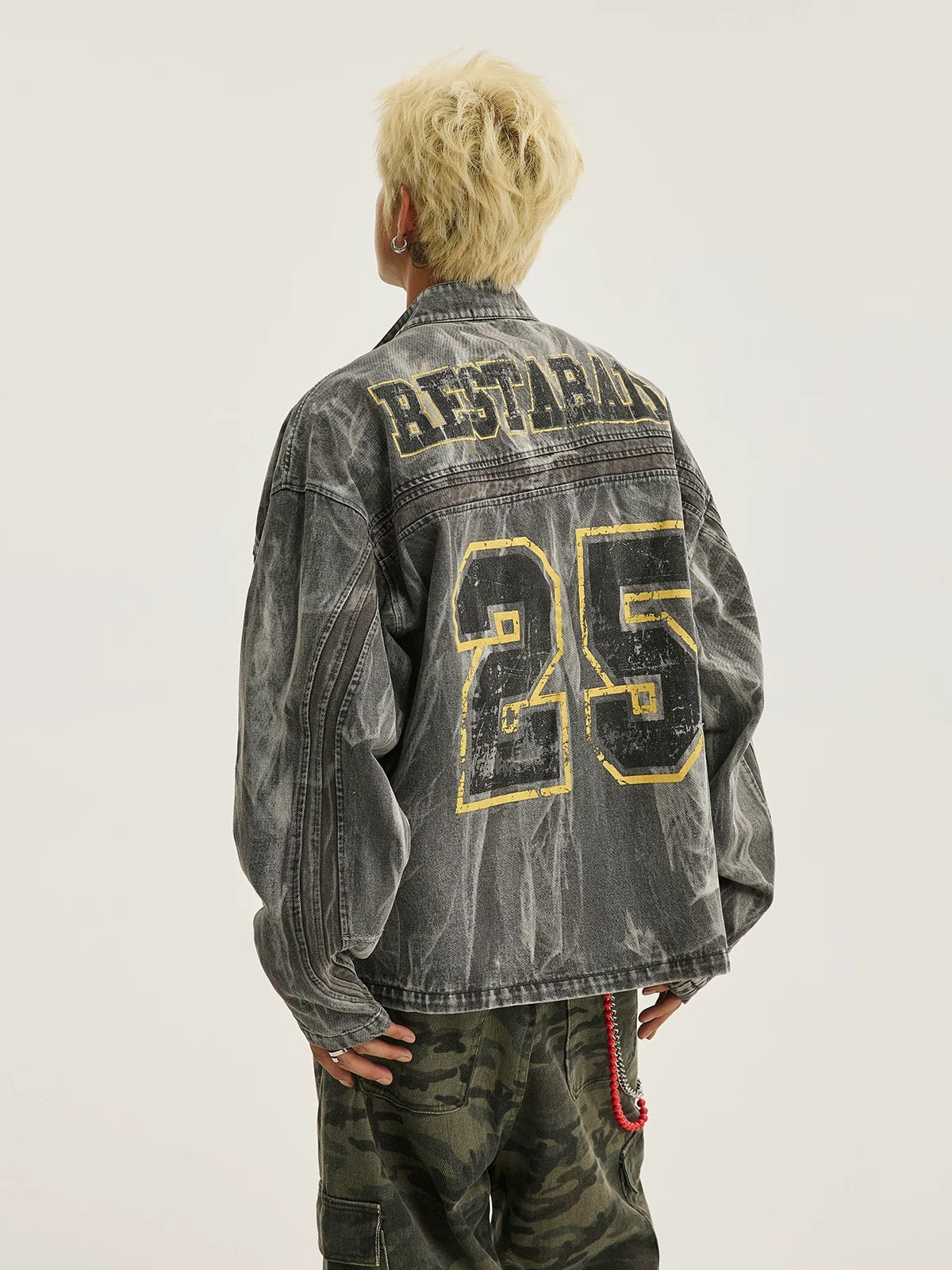 Jaqueta Pavtros Hip-hop Distressed Washed Printed Denim - 2239 - foto 8