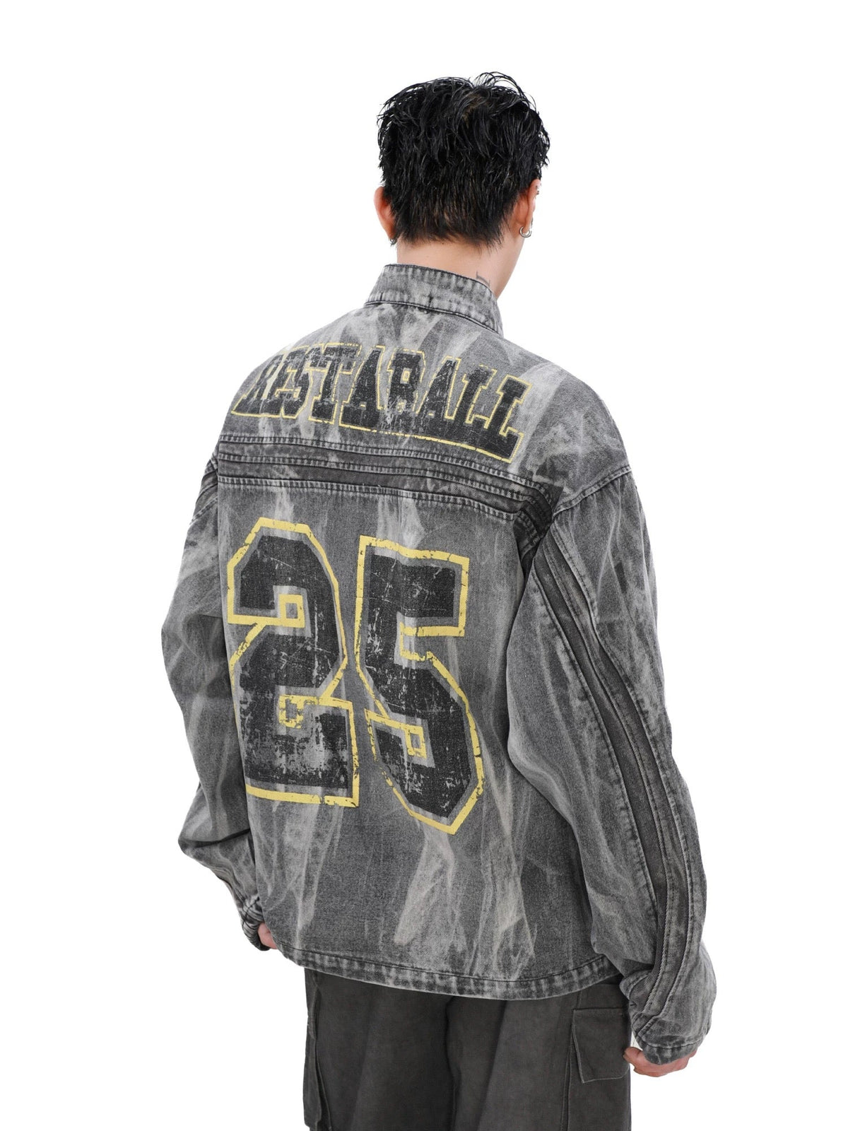 Jaqueta Pavtros Hip-hop Distressed Washed Printed Denim - 2239 - foto 9