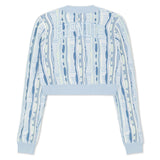 Corded Knit Cropped Long Sleeve (Light Blue) - Camiseta