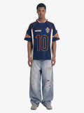 Contrast Panel Mesh Number Print Jersey T-Shirt