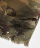 Distressed Capri Camo Trousers with Swarovski Crystals
