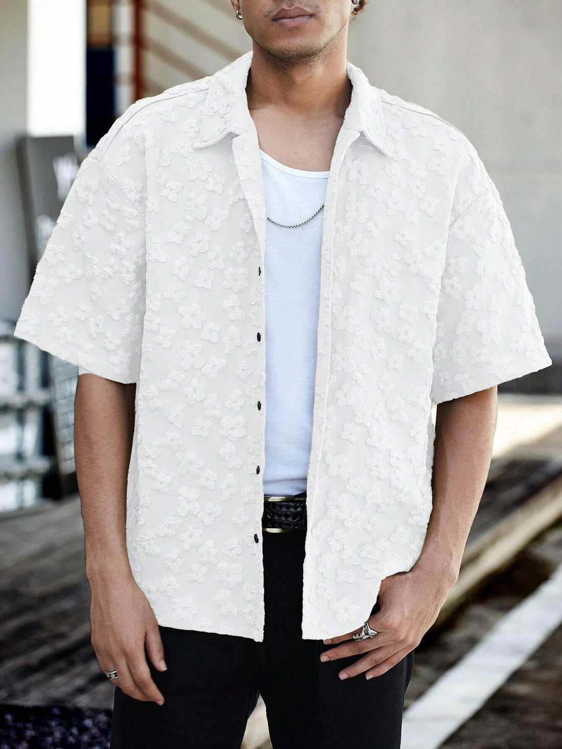 Camisa Pavtros Floeyr de Manga Curta Jacquard - foto 1