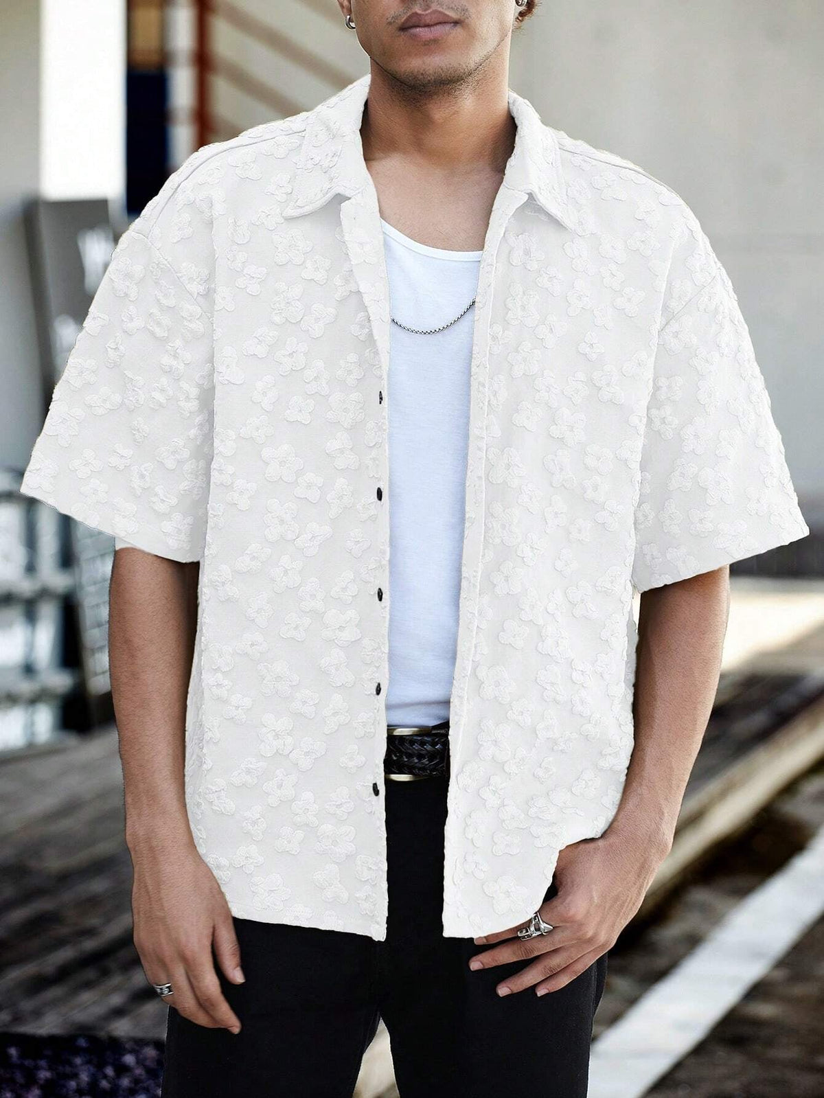 Camisa Pavtros Floeyr de Manga Curta Jacquard